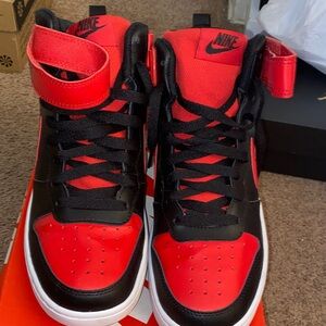 Nike Black and Red High-Top Sneakers